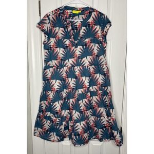 Roberta Roller Rabbit Blue and Red Leaf Print Mini Dress